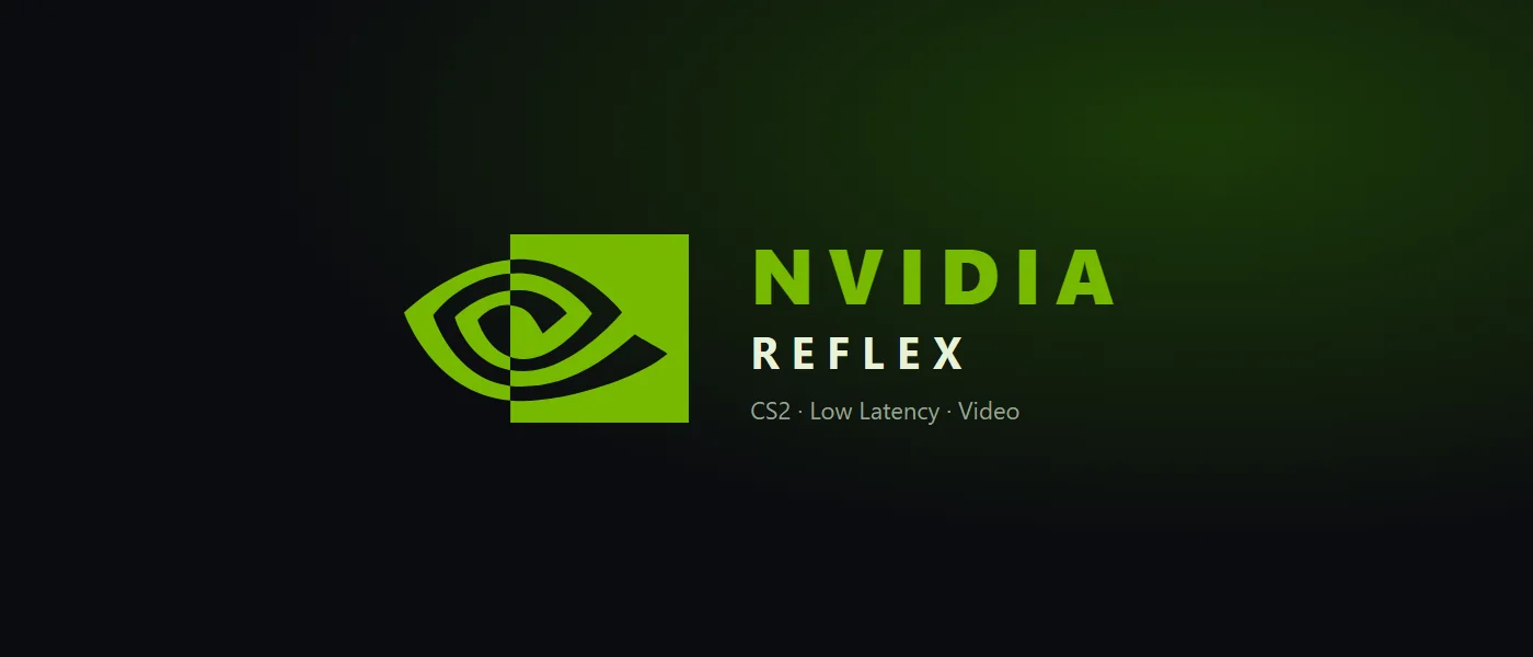 NVIDIA logo and the word Reflex on a dark background. Not a CS2 screenshot and not the GeForce overlay.