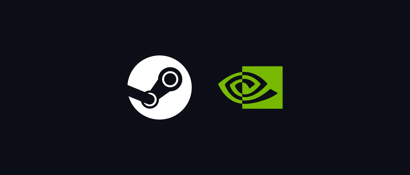Steam logo and NVIDIA logo on a dark background. Not a CS2 screenshot.