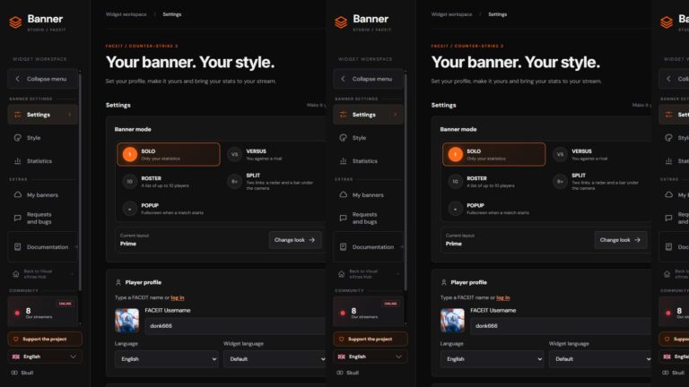 FACEIT Banner Studio in English: SOLO mode and ELO preview