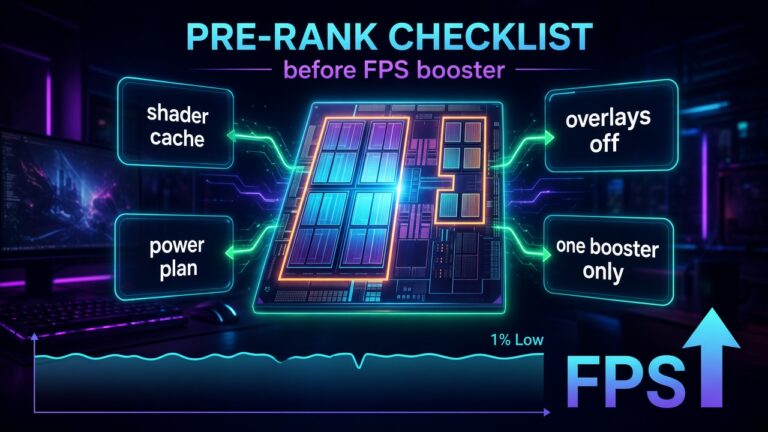 AI: pre-rank gaming checklist cards on dark tech background